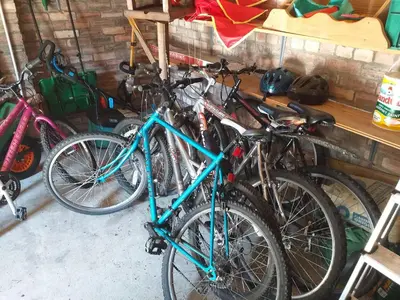 a group of bikes parked next to each other at Craignavie Cottage in Killin