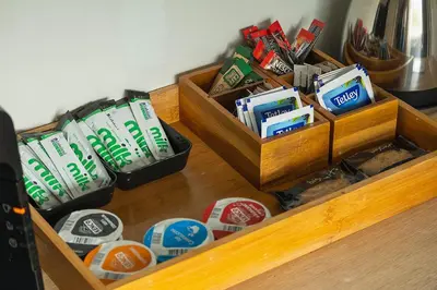 two wooden drawers filled withockedockedocked at Cladich House Bed & Breakfast in Cladich