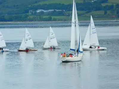 a group of small sailboats on a body of water at Sunnyside House in Rothesay