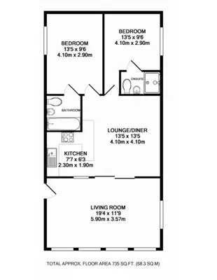 a floor plan of a house at The Buzzard Lodge 2 bedroom sleeps up to 4 in Crianlarich