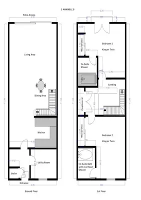 two floor plans of a house at Mains of Taymouth Country Estate 5* Maxwell Villas in Kenmore