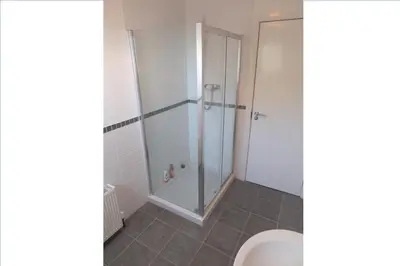 a bathroom with a shower and a toilet at Trefoil Holiday Home in Strachur