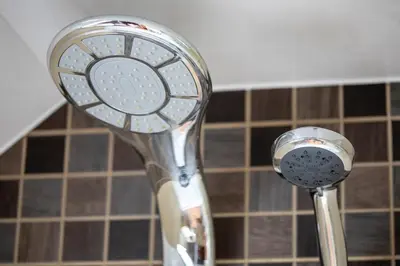 a close up of a shower head in a bathroom at Socair in Callander