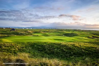 a view of a golf course with a green at The Ugadale Hotel in Campbeltown