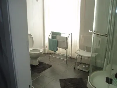 a bathroom with a toilet and a sink at Nethermains House in Kilwinning