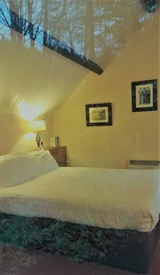 a bedroom with two beds and a yellow wall at The Four Seasons Hotel in Saint Fillans