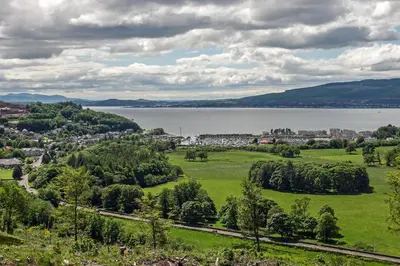 a view of a city and a body of water at Cameron Cottage in Inverkip