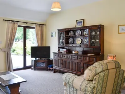 a living room with a couch and a television at Wee Cordorcan - Uk5890 in Bargrennan