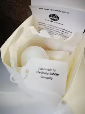 a box of marshmallows with a label on it at Bay and Bridge near Edinburgh in Dunfermline
