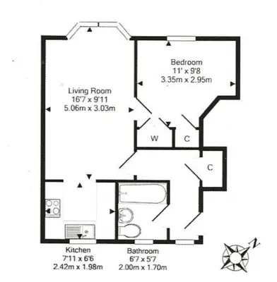 a floor plan of a house at Violet Bank Apartment West End. in Edinburgh
