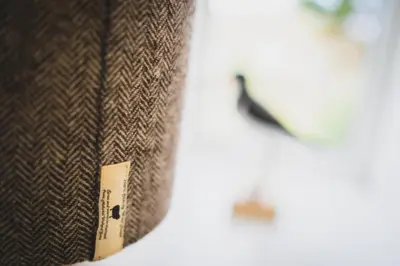 a close up of a tie with a tag on it at Heatherfield House in Oban
