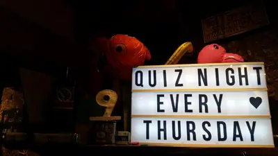 a sign that reads ourz night every thursday at The Orchard Hotel in Falkirk