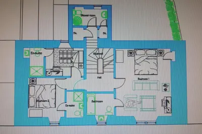 a drawing of a floor plan of a house at Thornhill House - Historic 5 Bedroom 5 Ensuite in Stirling