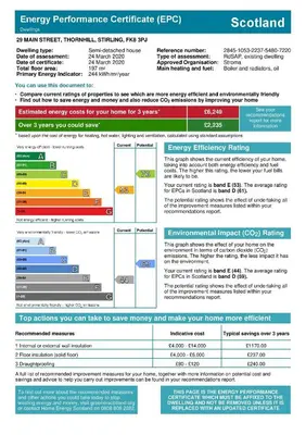 a screenshot of a document with the emergency departments certificate efrez at Thornhill House - Historic 5 Bedroom 5 Ensuite in Stirling