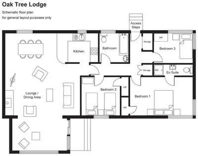 a floor plan of the oak tree lodge at Oak Tree Lodge in Ballachulish