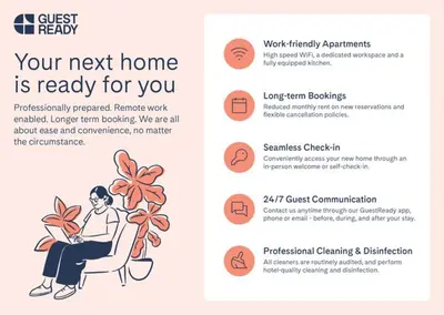 a brochure of a woman sitting in a chair with a plant at GuestReady - Spacious and Beautiful 2BR Flat in Morningside in Edinburgh