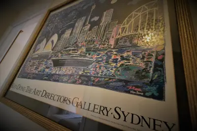 a framed picture of a dodgers stadium on a wall at Signature - Wilkie House in Holytown