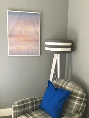 a room with a couch and a picture on the wall at Bishopton Apartment, near Glasgow in Bishopton