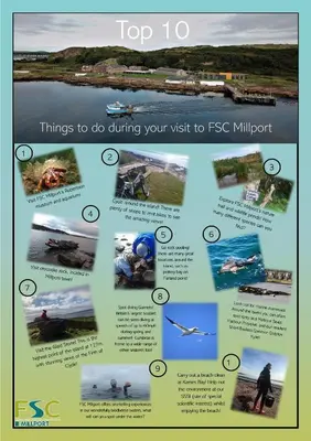 a poster of things to do during your visit to fes mitigation at FSC Millport Hostel in Millport