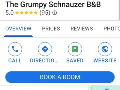 a screenshot of the grumpy schumberger bbk text box at The Green Monkey Lux Suite at The Grumpy Schnauzer B&B Private Hot Tub, Gym, Breakfast, Stunning! in New Monkland