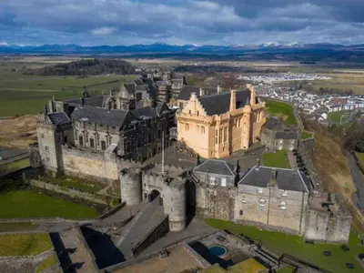 an aerial view of a castle in ireland at 1 Bed House - Central Free Parking Wifi in Stirling