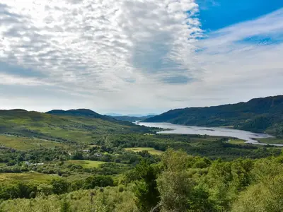a view of a river in the hills at Stronafian House in Feorlean