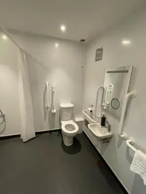 a bathroom with a toilet and a sink at Loch Lomond Hotel in Balloch