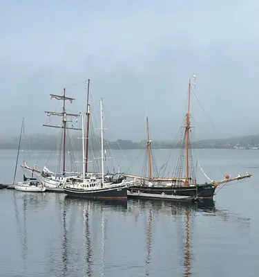 two boats are docked in a body of water at Island View in Oban