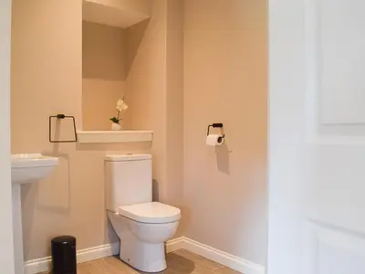 a bathroom with a toilet and a sink at Fascadail-Uk34219 in Aberfoyle