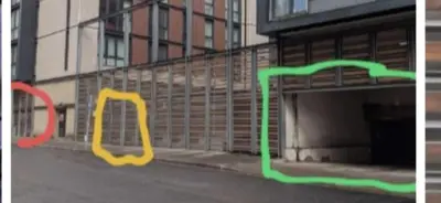 a picture of two drawings of a parking garage at Oswald Apartment - Glasgow City Centre in Glasgow
