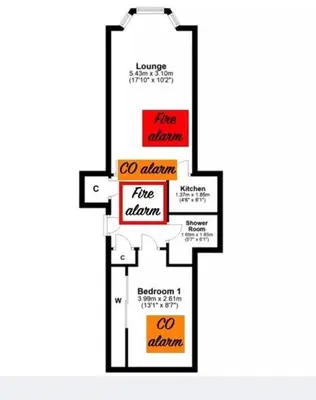 a picture of a floor plan of a house at Seaview one bedroom apartment in centre of Largs in Largs