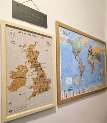 a map of the world hanging on a wall at Castleblair Snug - Entire Flat in Dunfermline in Dunfermline