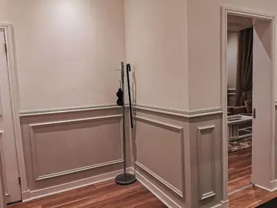 a walk in closet with a sliding door at 3 bed apartment in the heart of westend of Glasgow in Glasgow