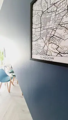 a painting of a map on a wall at Beautiful 2bed house with garden, walking distance to town - FREE parking in Glasgow