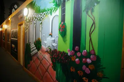 a mural of flowers on the side of a building at Belford Hostel in Edinburgh