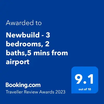 a screenshot of a text message with the words upgraded to newfoundeland bedrooms at Newbuild - 3 bedrooms, 2 baths,5 mins from airport in Edinburgh