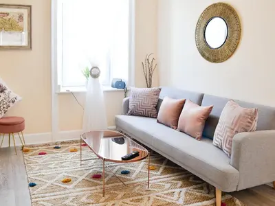 a living room with a couch and a table at Cairnsmore - Uk34533 in Newton Stewart