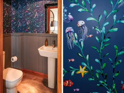 a bathroom with a toilet and a sink with a wall at Kringlands in Stranraer