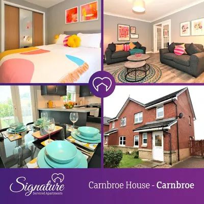 a collage of four pictures of a house at Signature - Carnbroe House in Old Monkland