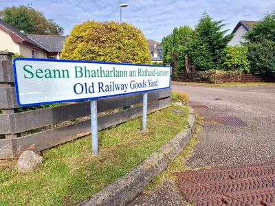 a street sign for an old railway goods list at Bothan Creag Sobhrag in Ballachulish