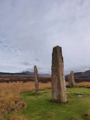 a group of stone pillars in a field at 3 bedroom cosy cottage in Lamlash, Isle Of Arran in Lamlash