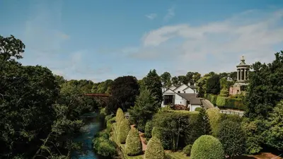 an aerial view of a house and a river at Brig o' Doon House Hotel in Ayr