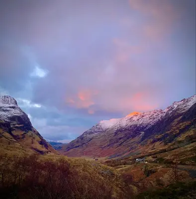 a view of a valley with mountains in the background at Linnhe Apartment, Kinlochlaich House in Appin
