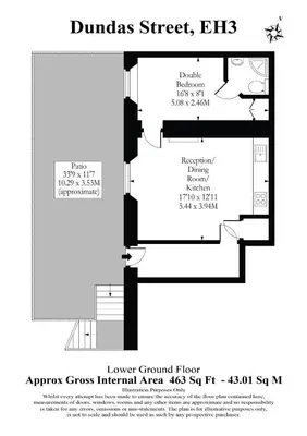 a floor plan of the dundas street ebts at Charming Hideaway in Edinburgh City Centre in Edinburgh